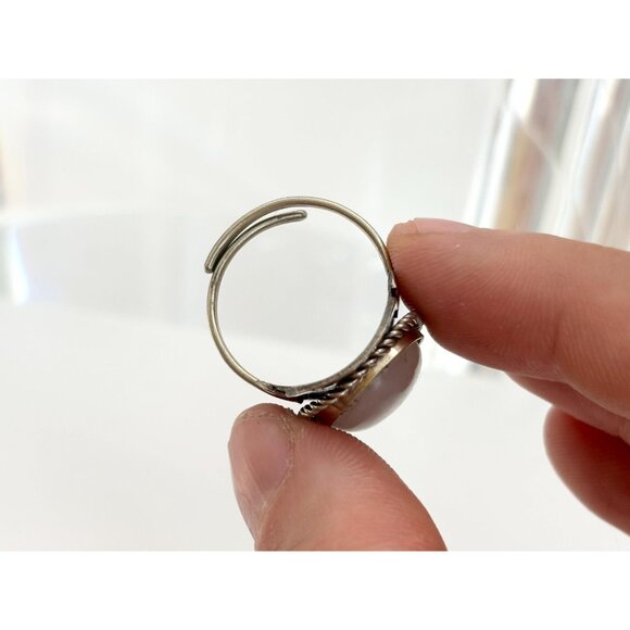White Quartz Stone Southwest Style Silver T Adjustable Vintage Ring - sz 7 - Picture 5 of 10